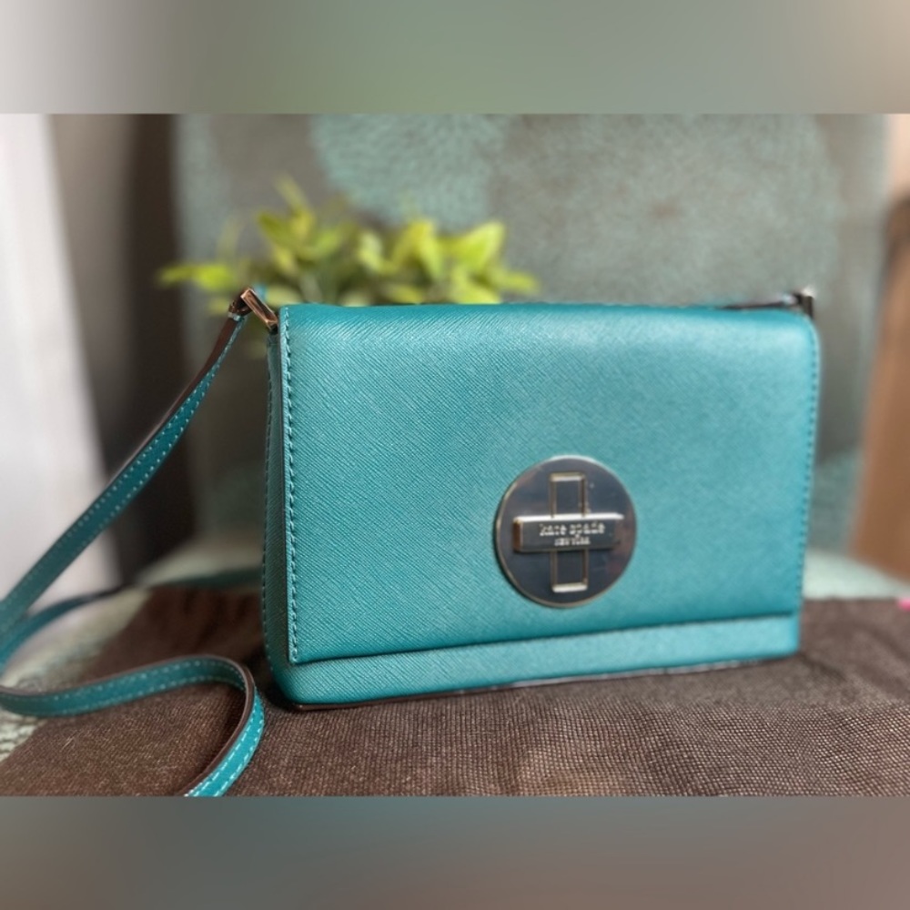 Kate Spade ♠️ teal crossbody bag with turn-lock closure - Picture 2 of 6